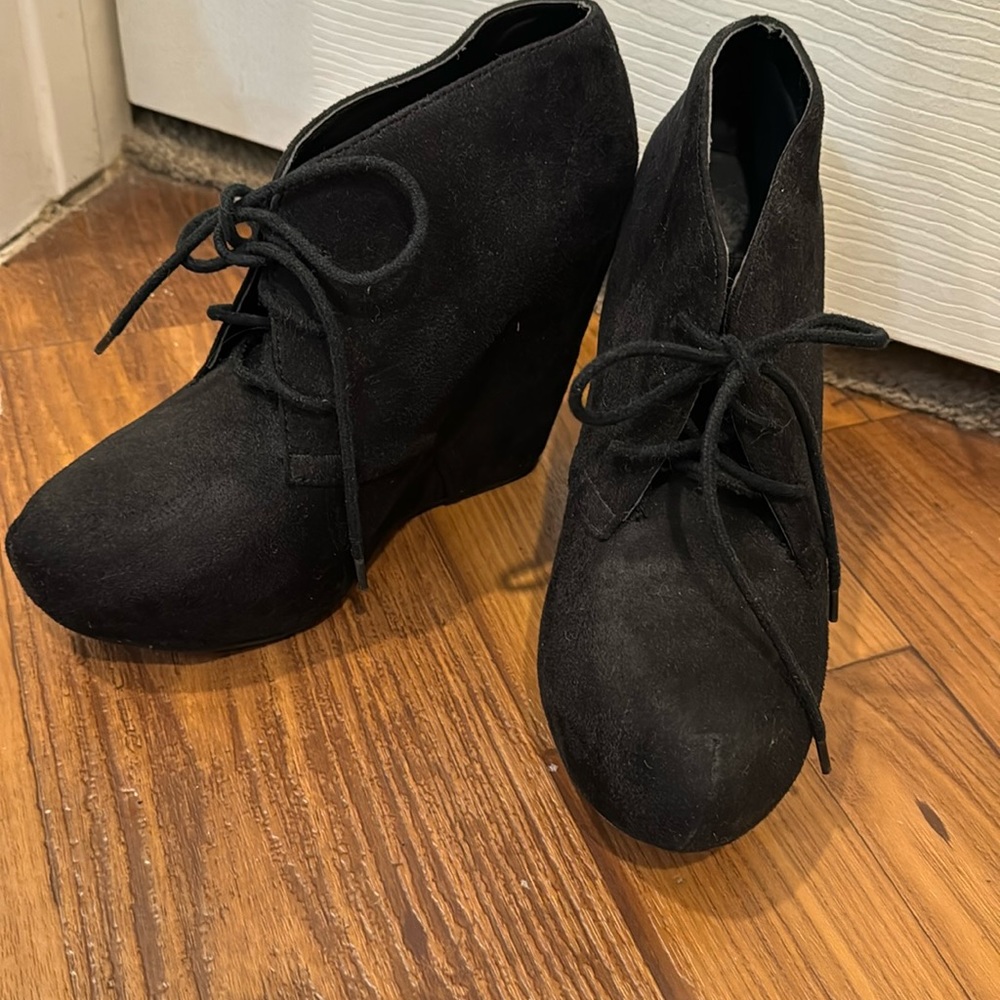 Black faux suede